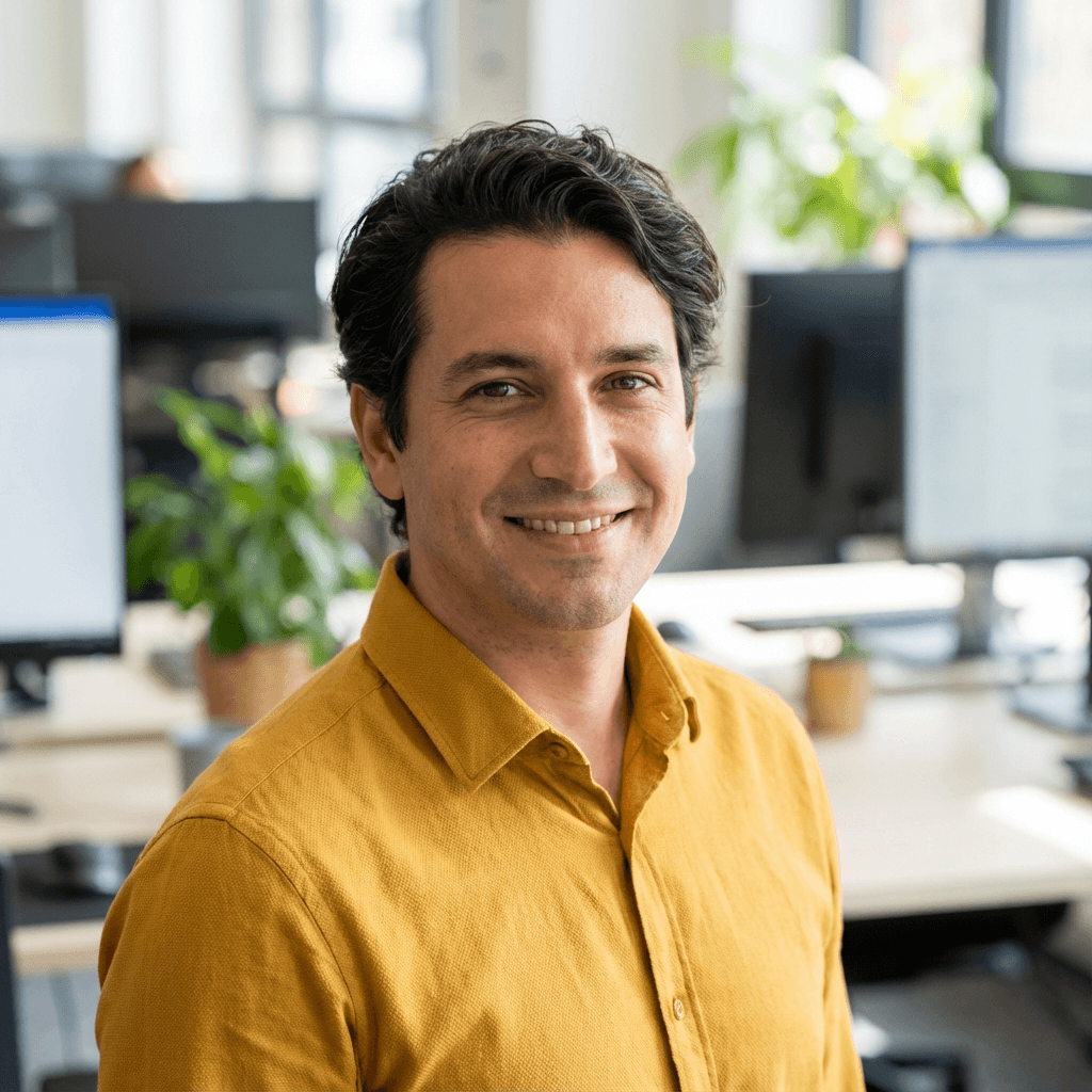 Male customer in his early 40s, Black, confident and satisfied